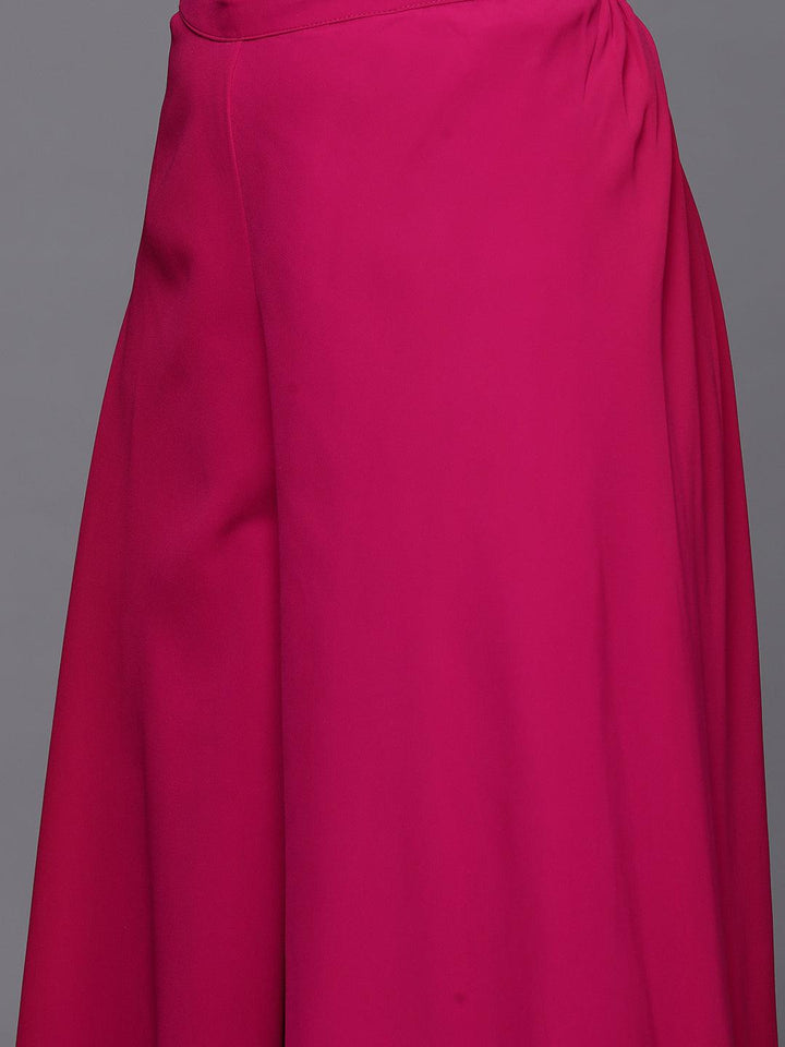 Pink Embellished Georgette Tunic With Palazzos - Libas