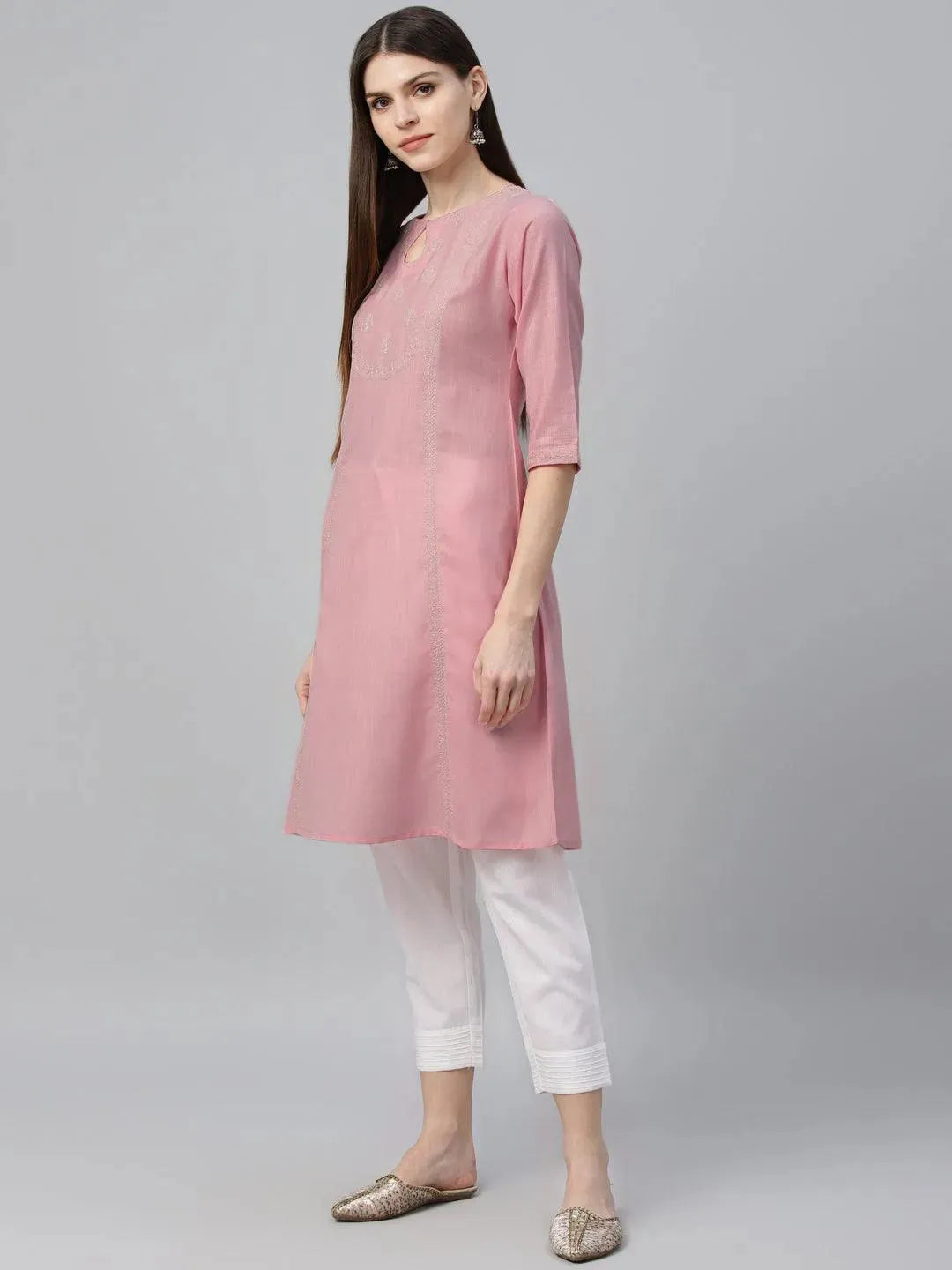 

Buy Pink Embroidered Cotton Kurta - 9098F-XS | Libas Ethnic Wear Online