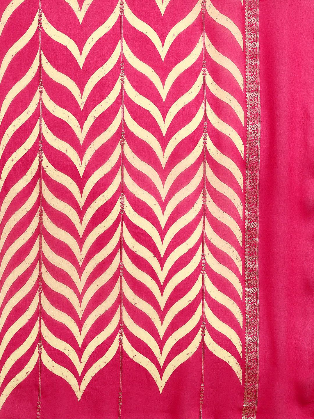 Pink Printed Chiffon Saree - Libas