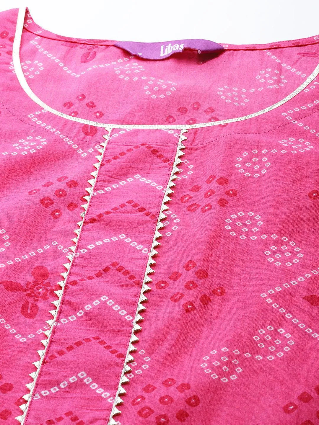 Pink Printed Cotton Suit Set - Libas