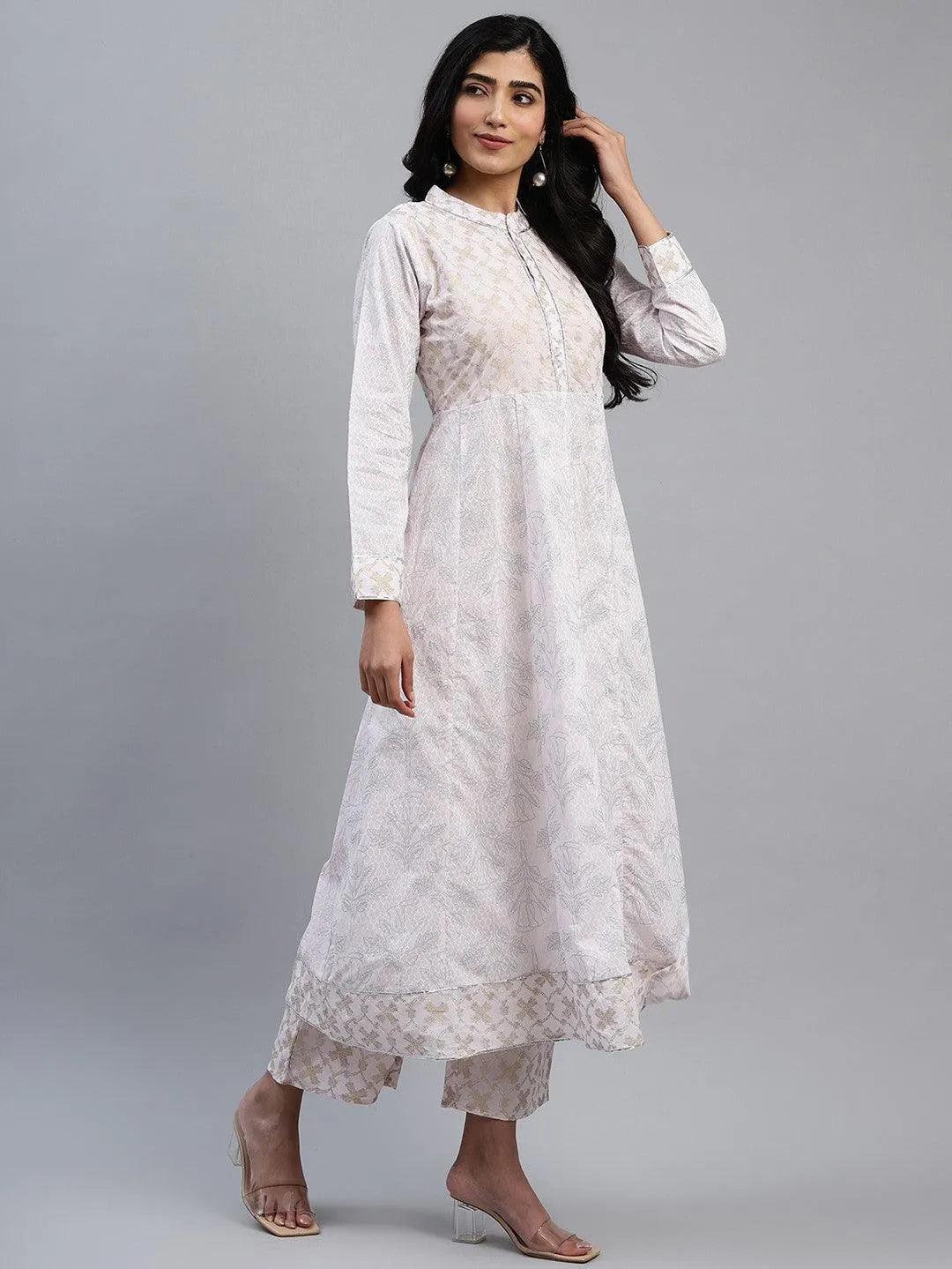 Pink Printed Cotton Kurta Set - Libas