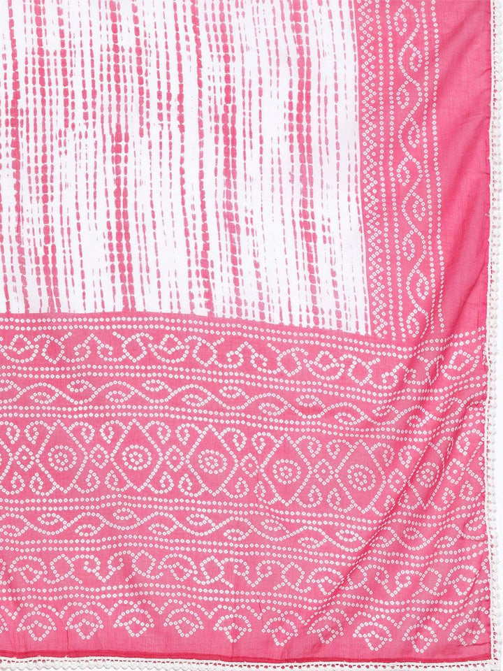 Pink Printed Cotton Anarkali Sharara Suit Set - Libas