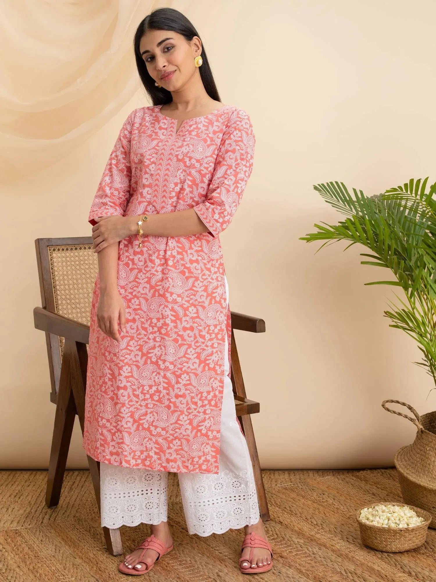 

Buy Pink Printed Cotton Kurta - 22022O-XS | Libas Ethnic Wear Online