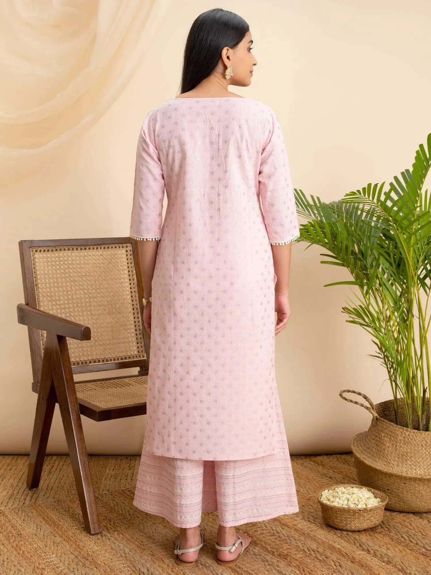 

Pink Printed Cotton Kurta