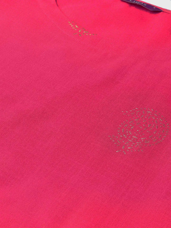 Pink Printed Cotton Kurta - Libas