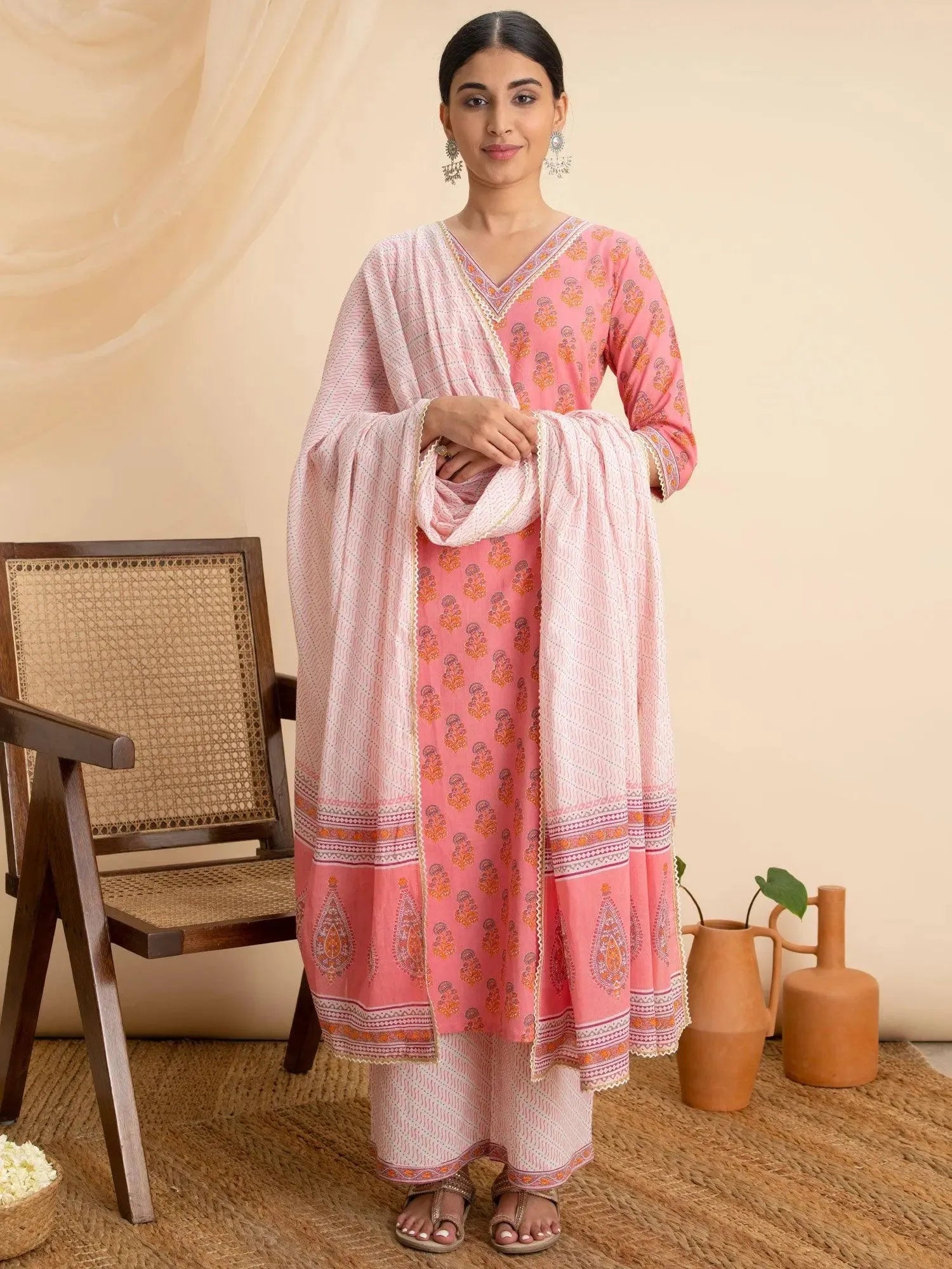 

Buy Pink Printed Cotton Suit Set - 20198O- | Libas Ethnic Wear Online