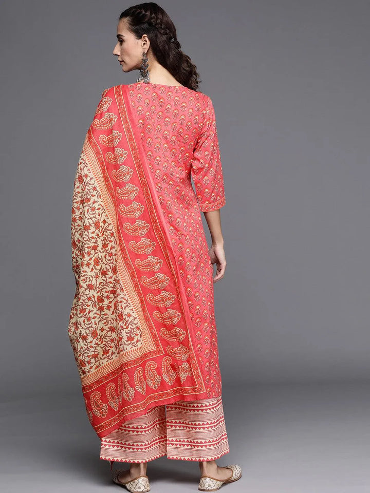 Pink Printed Cotton Suit Set - Libas