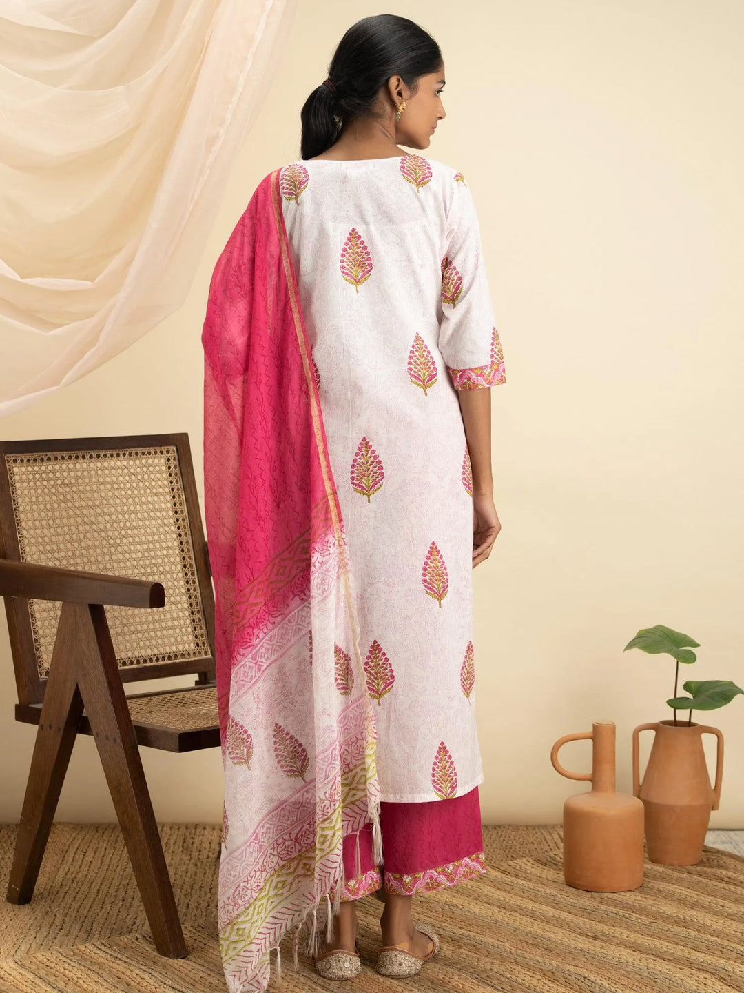 Pink Printed Cotton Suit Set - Libas