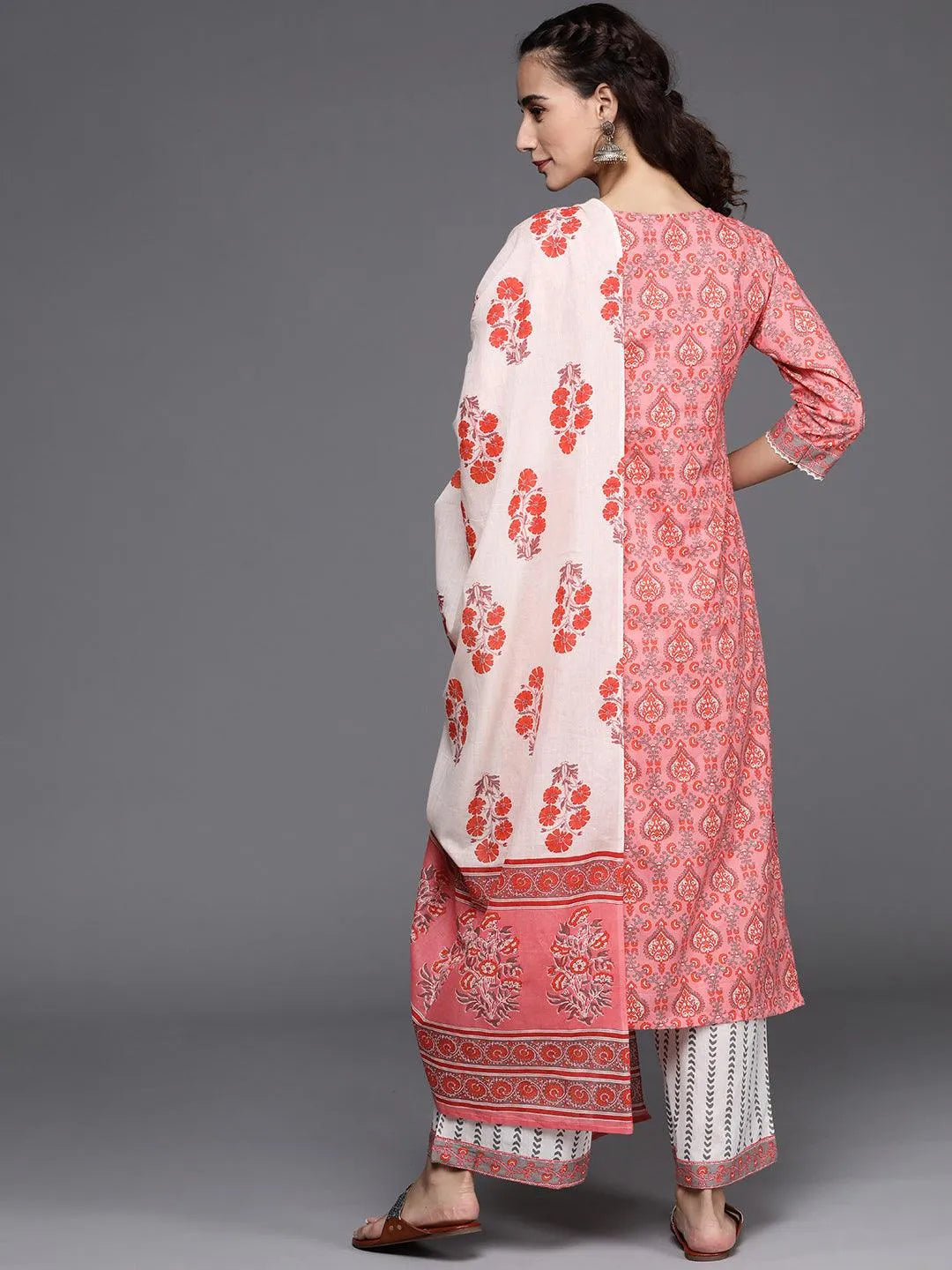 Pink Printed Cotton Suit Set - Libas