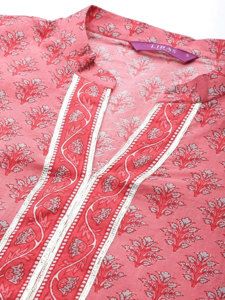 Pink Printed Cotton Suit Set - Libas