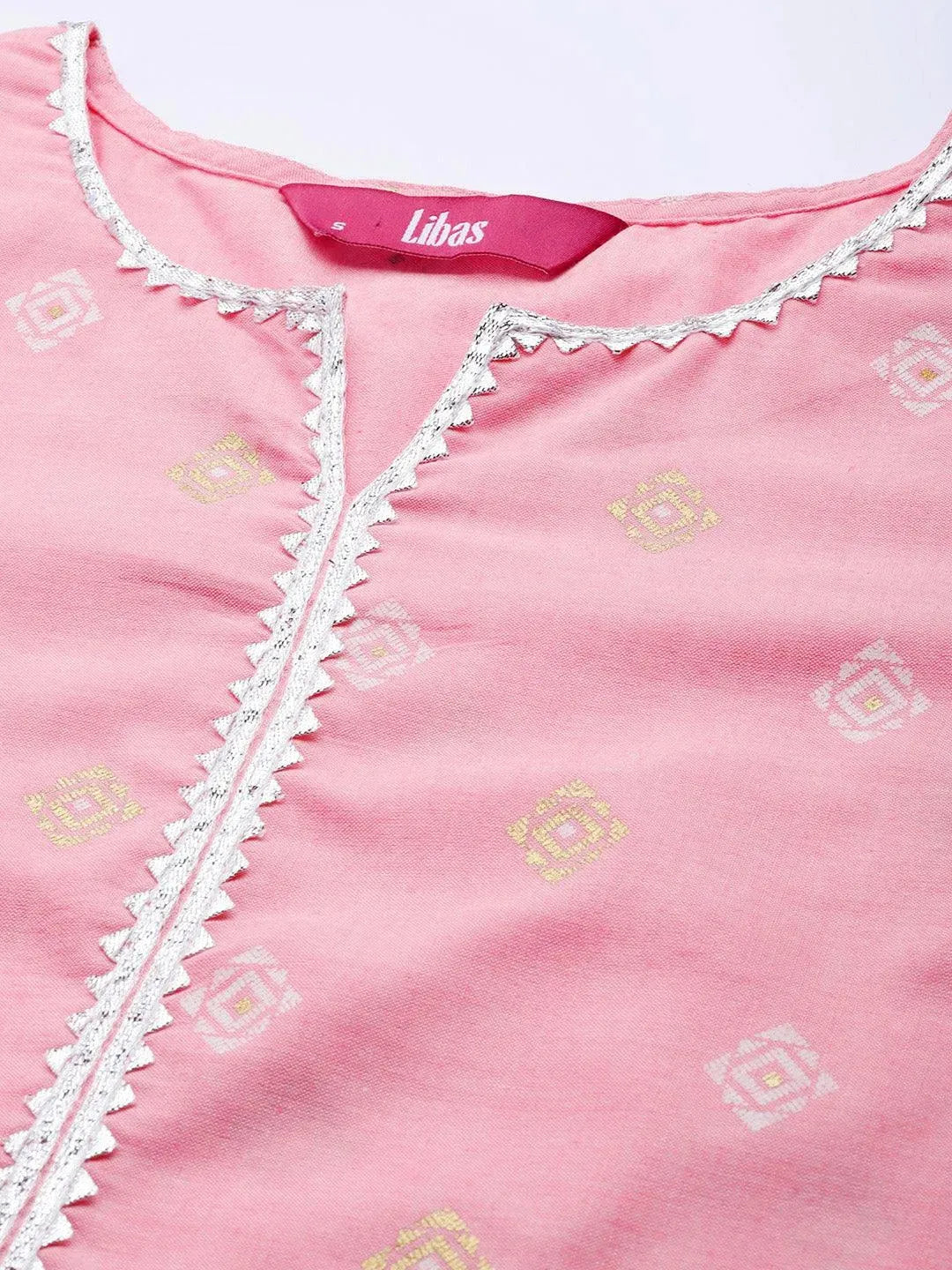 Pink Printed Cotton Suit Set - Libas 