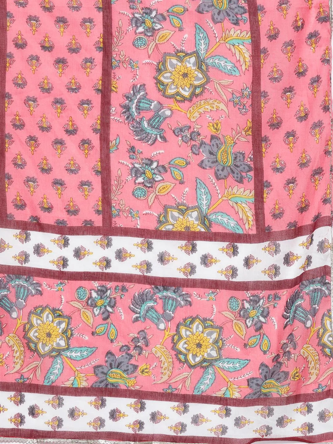 Pink Printed Cotton Straight Suit Set - Libas