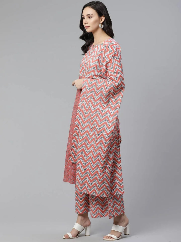 Pink Printed Cotton Suit Set - Libas