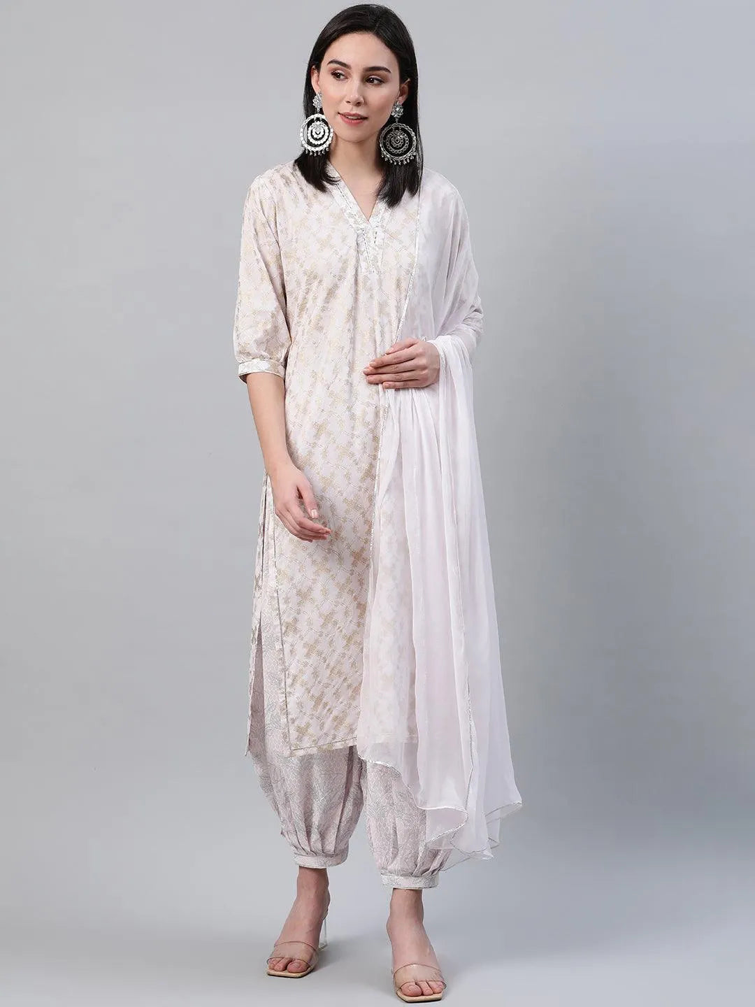 Pink Printed Cotton Kurta Set - Libas 