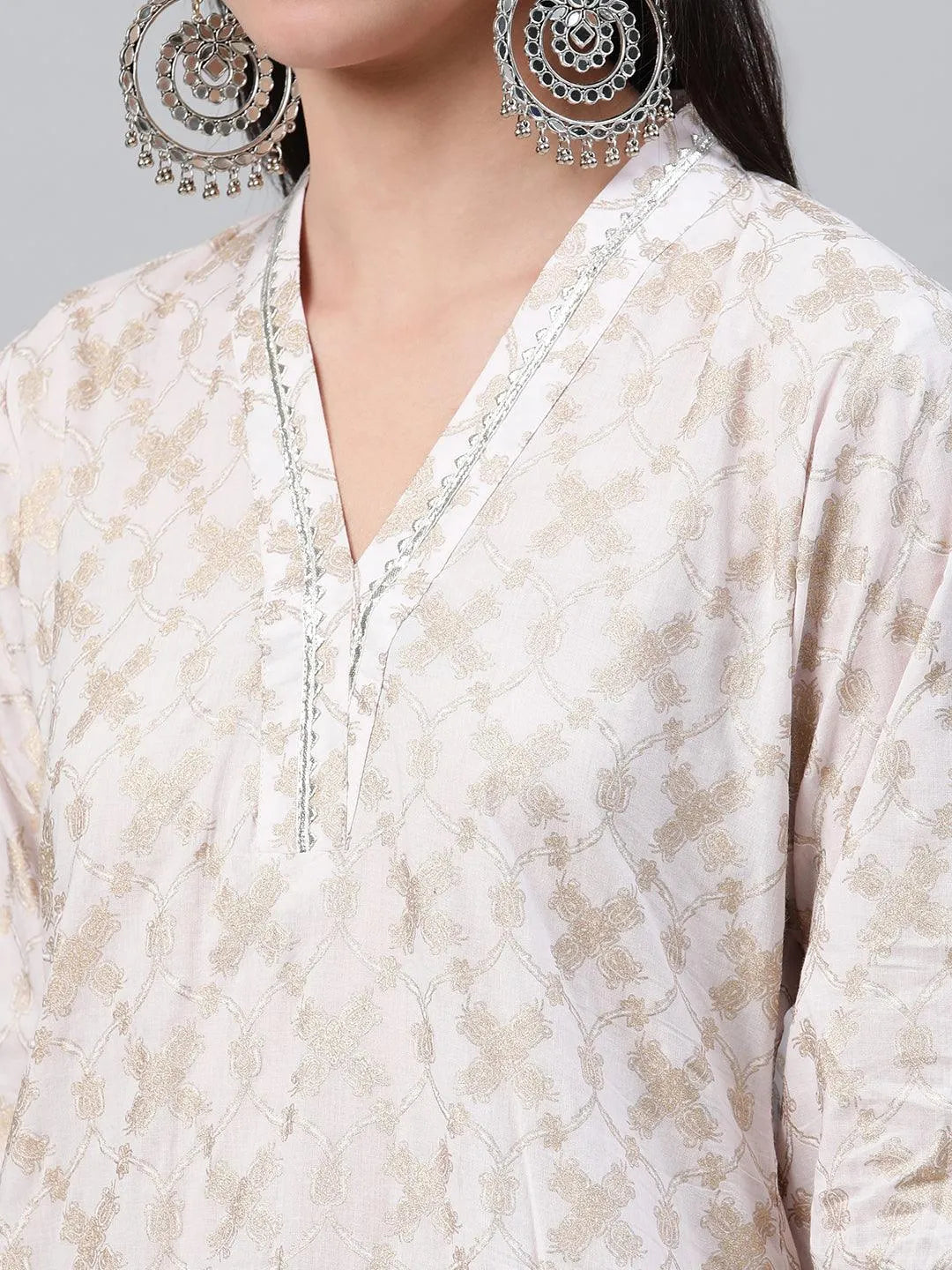 Pink Printed Cotton Kurta Set - Libas 