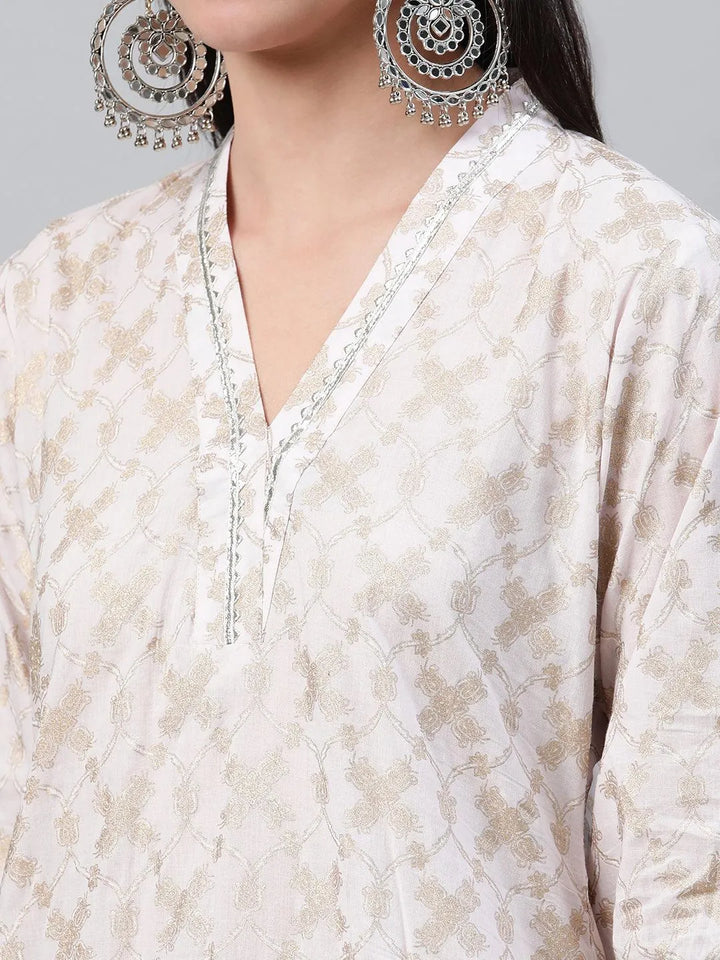 Pink Printed Cotton Kurta Set - Libas