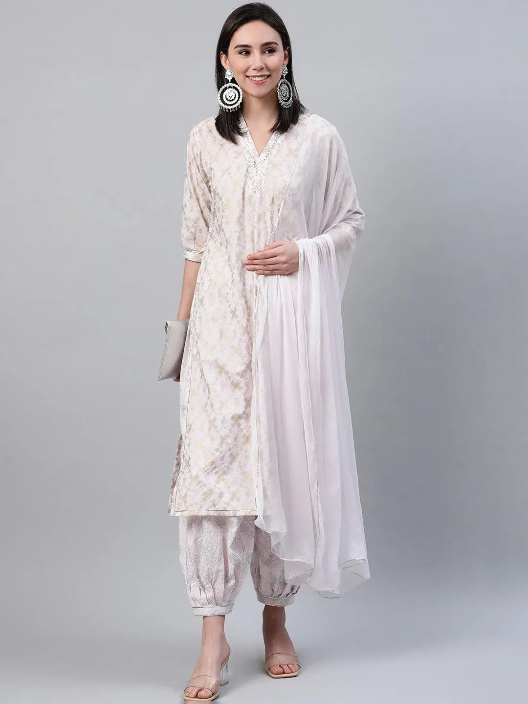 Pink Printed Cotton Kurta Set - Libas