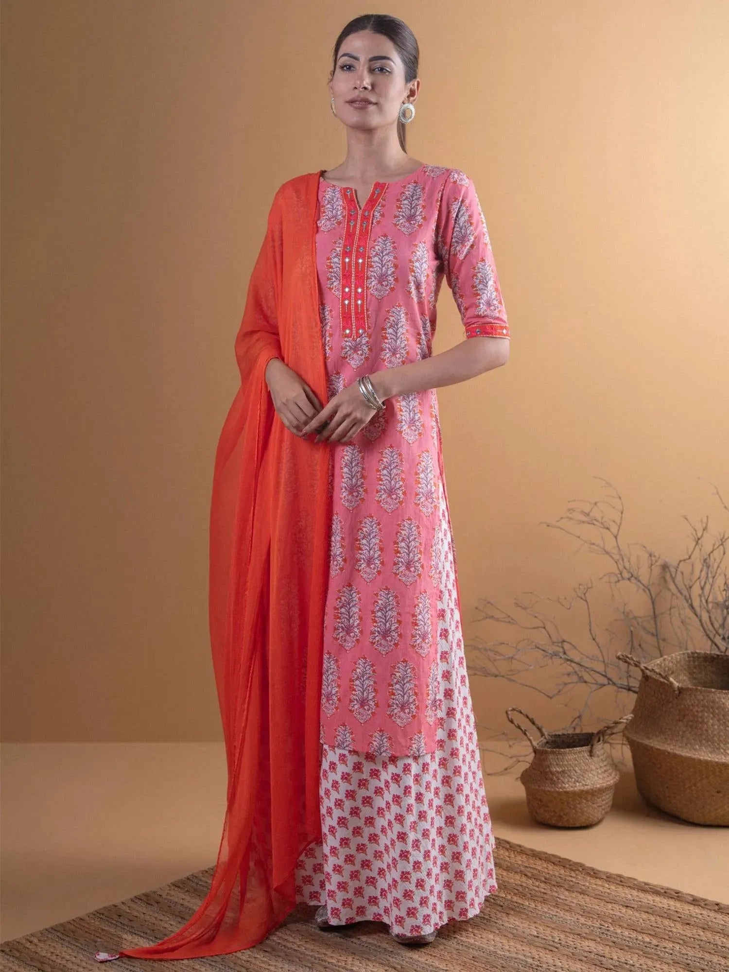 

Buy Pink Printed Cotton Suit Set - 6751O-XS | Libas Ethnic Wear Online