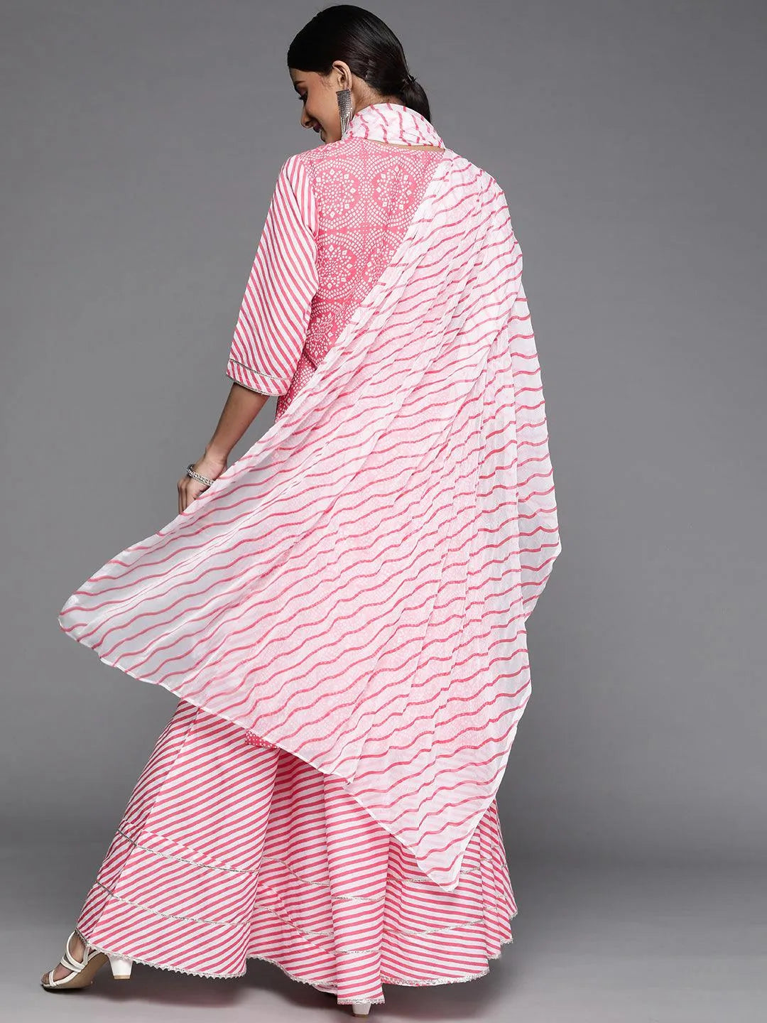 Pink Printed Cotton Suit Set - Libas 