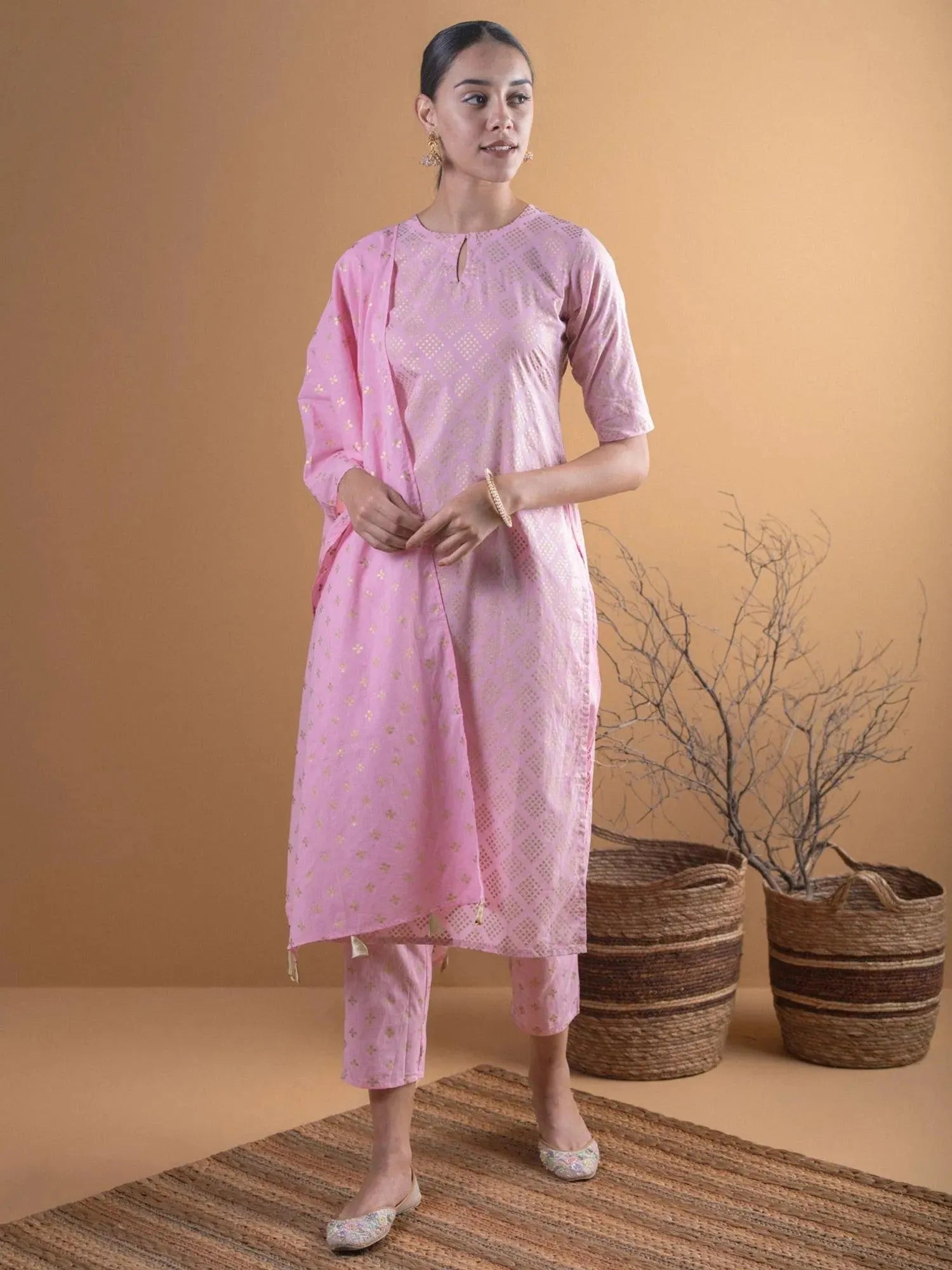 

Buy Pink Printed Cotton Suit Set - 6321MJ-XS | Libas Ethnic Wear Online