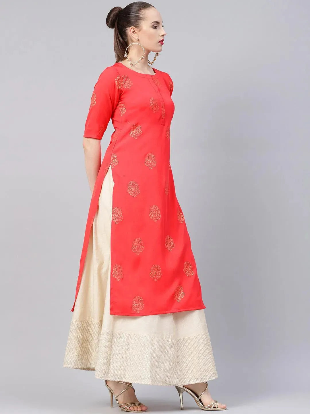 

Pink Printed Crepe Kurta