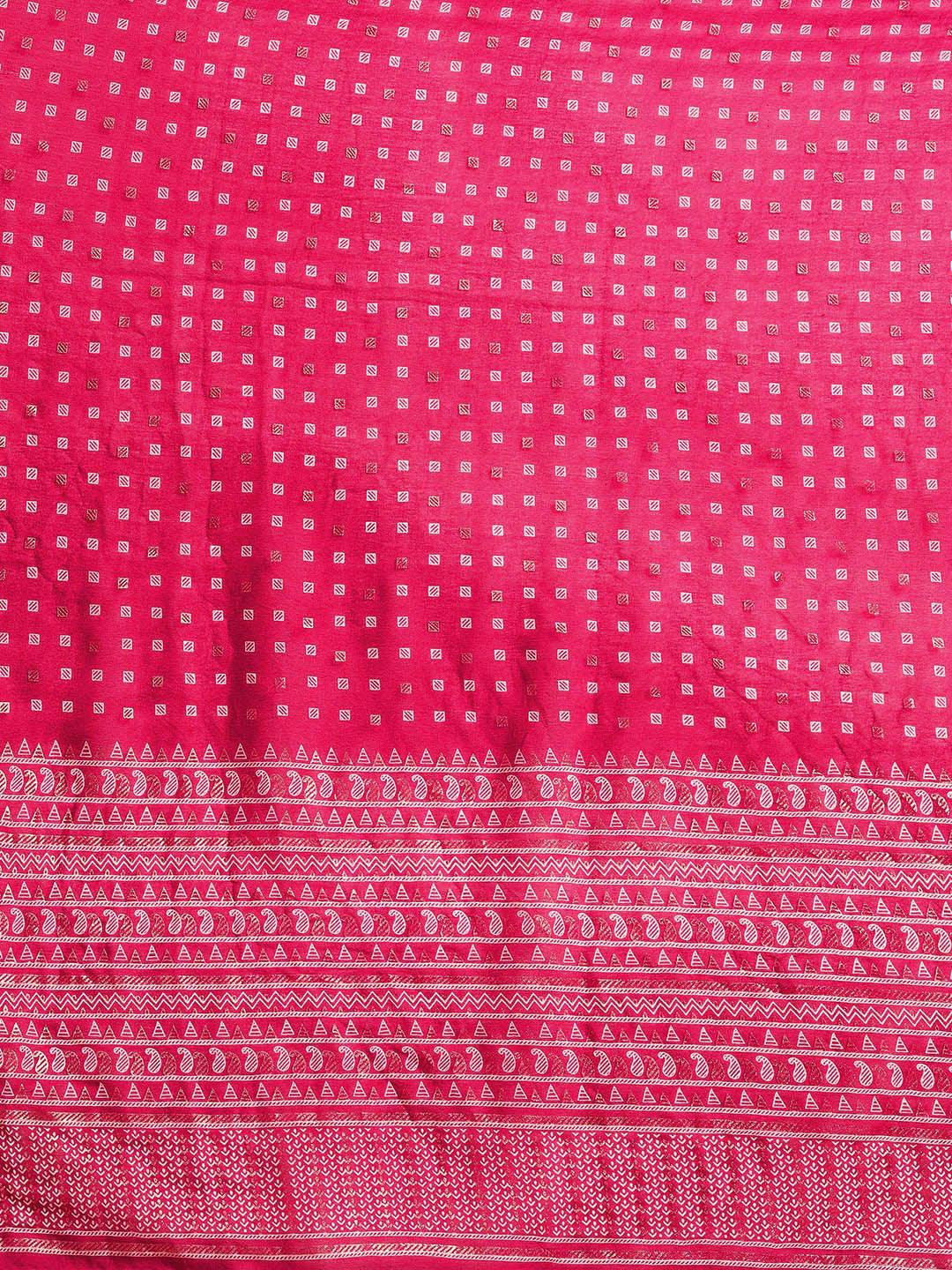 Pink Printed Georgette Saree - Libas 