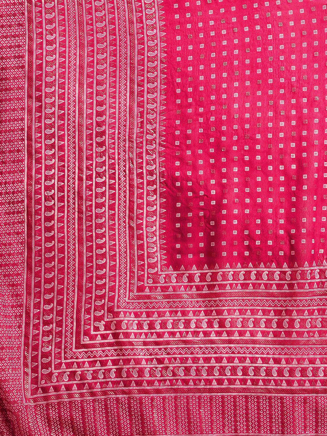 Pink Printed Georgette Saree - Libas 