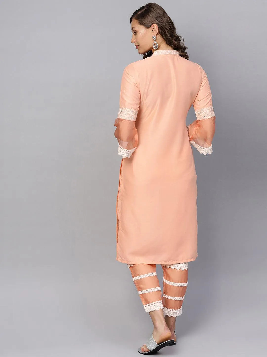 Pink Printed Muslin Kurta Set - Libas 