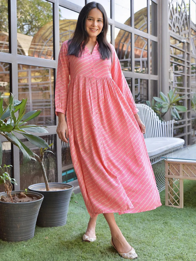 Pink rayon dress best sale