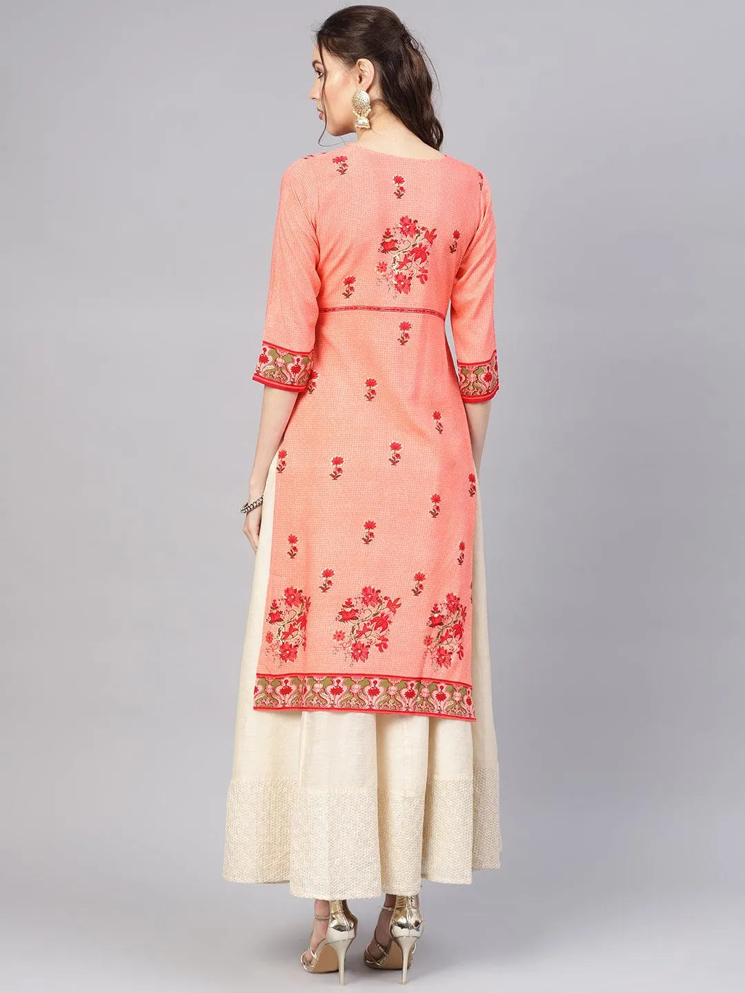 Pink Printed Rayon Kurta - Libas 