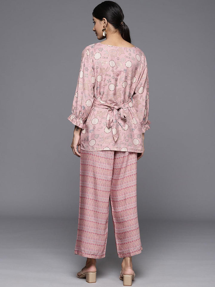 Pink Printed Silk Blend Co-Ords - Libas