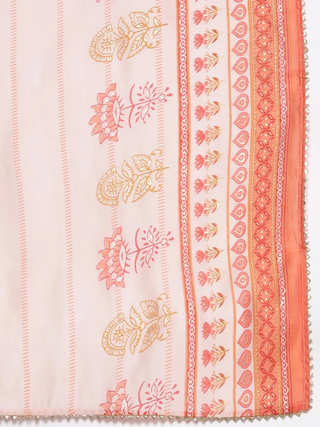 Pink Printed Silk Blend Straight Suit Set - Libas