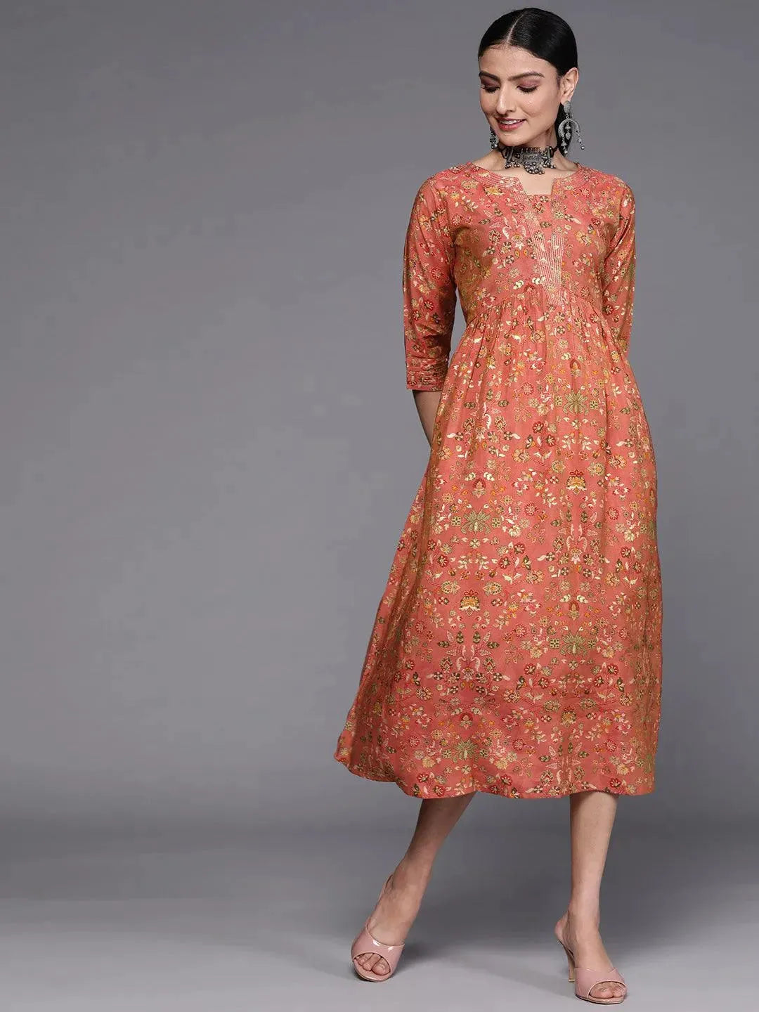 

Buy Pink Printed Silk Dress - 23228O- | Libas Ethnic Wear Online