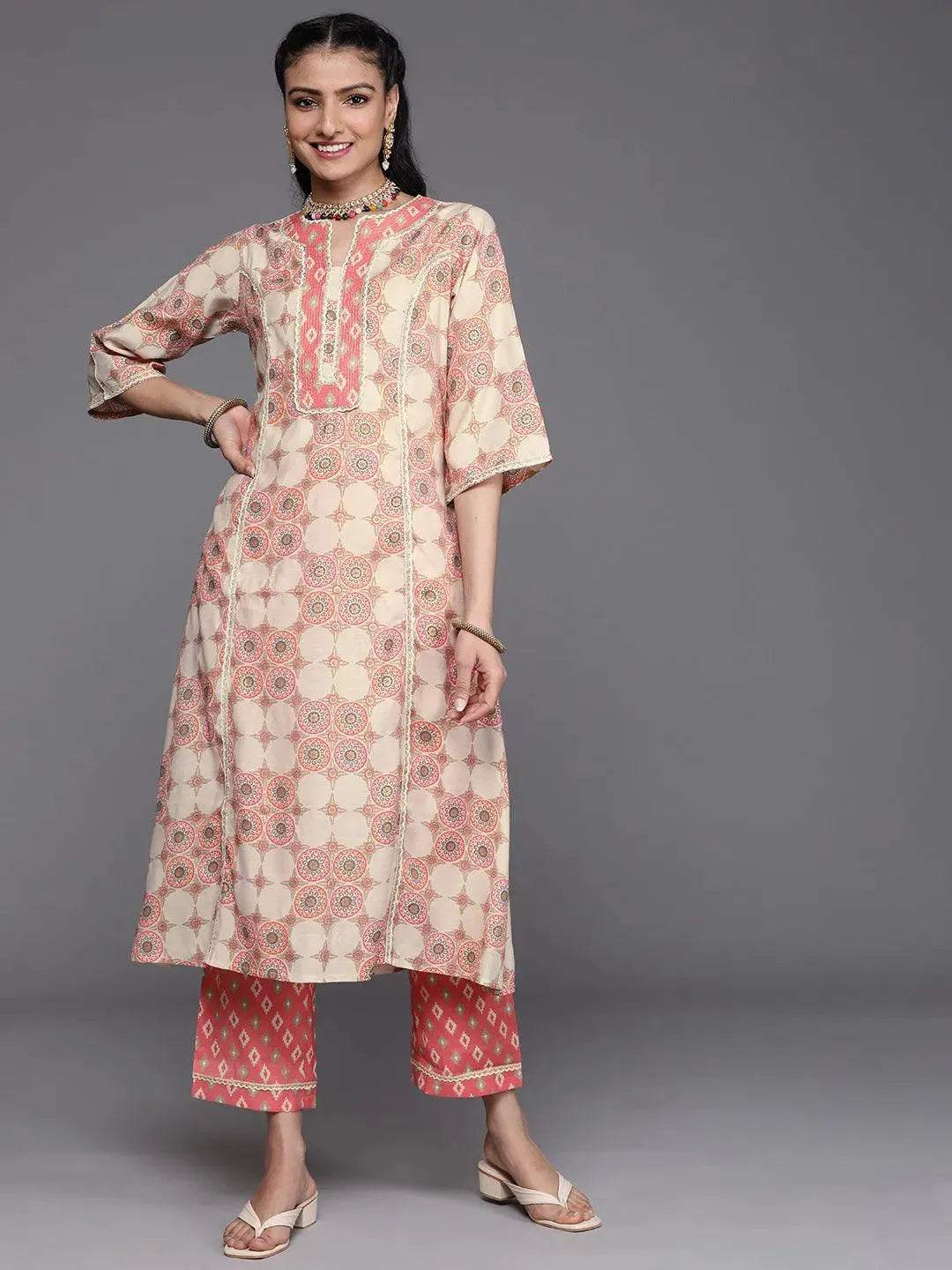 

Buy Pink Printed Silk Kurta - 23292O- | Libas Ethnic Wear Online