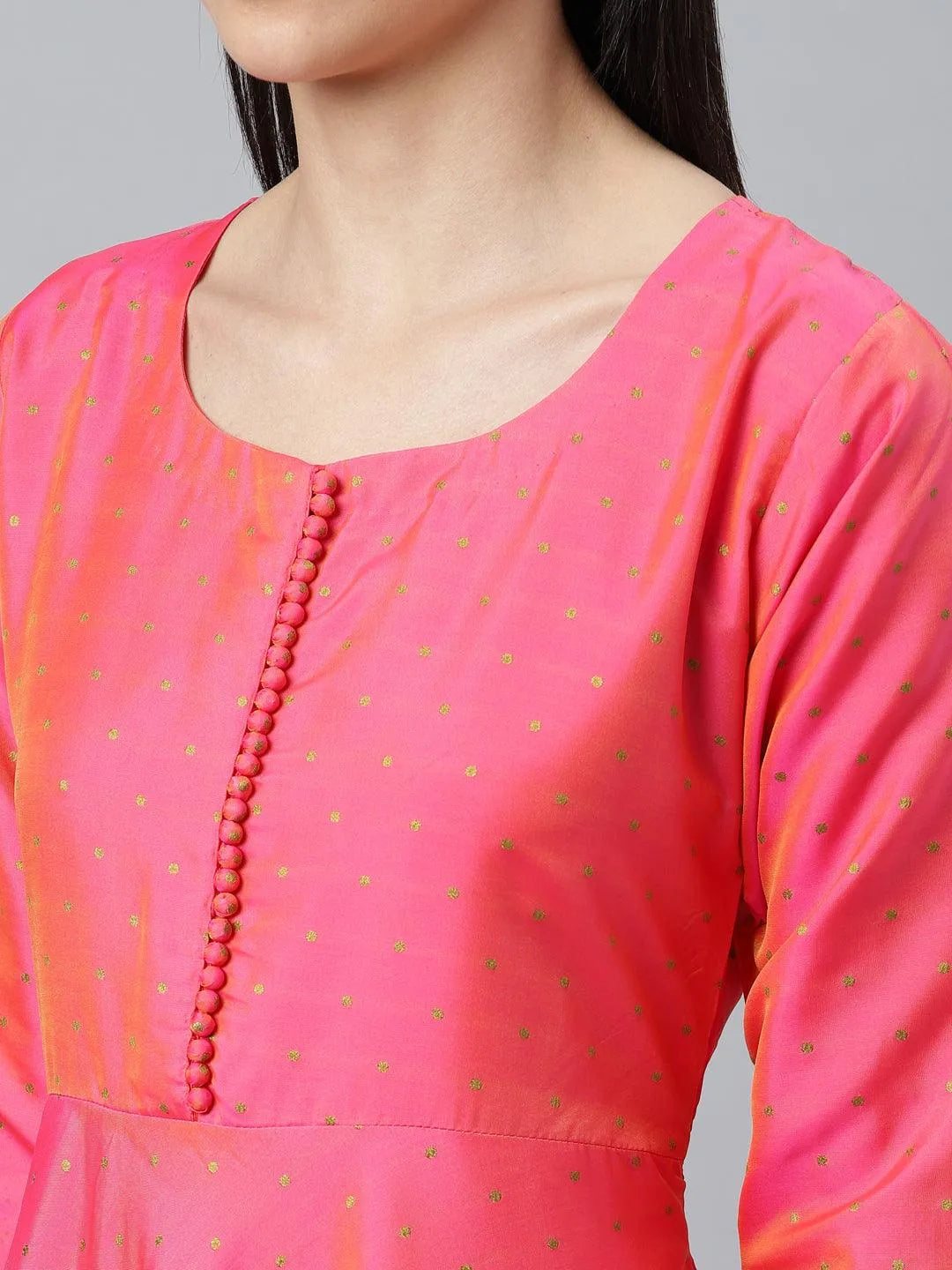 Pink Self Design Chanderi Silk Suit Set - Libas