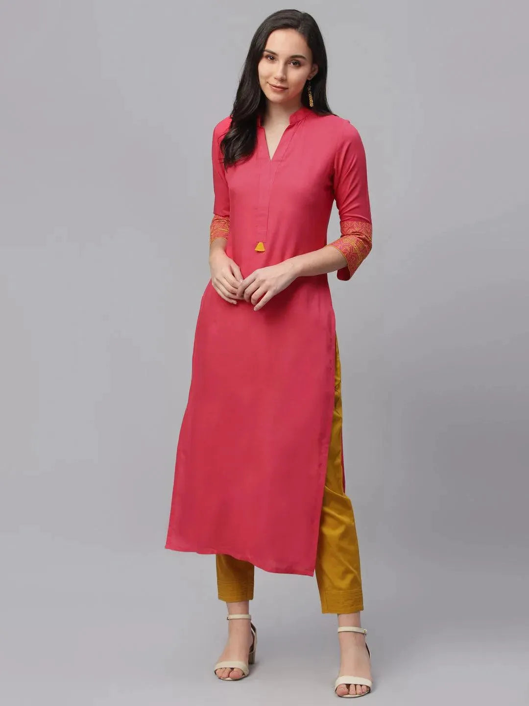 

Buy Pink Solid Rayon Kurta - 9063F- | Libas Ethnic Wear Online