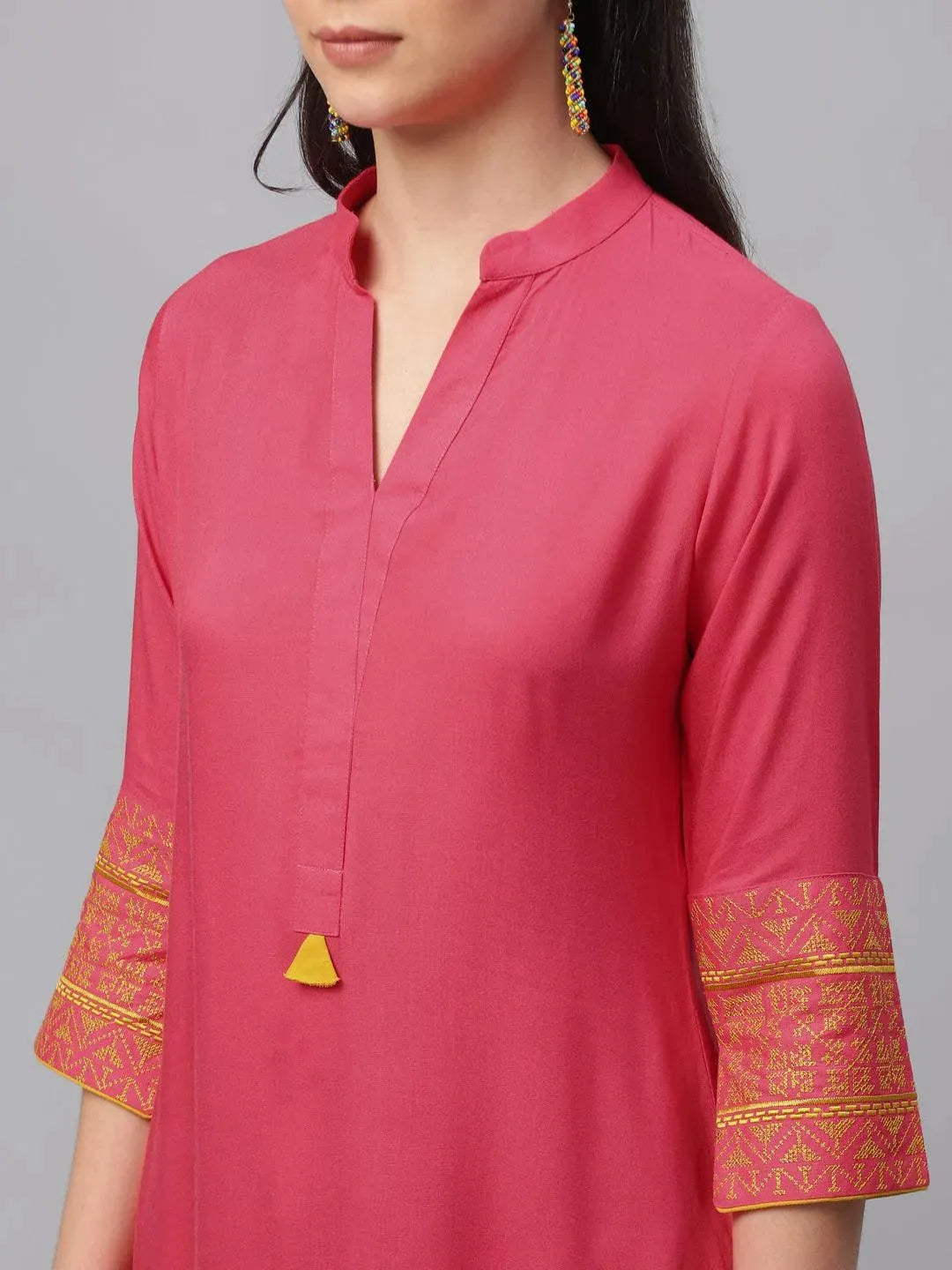 

Buy Pink Solid Rayon Kurta - 9063F-XS | Libas Ethnic Wear Online