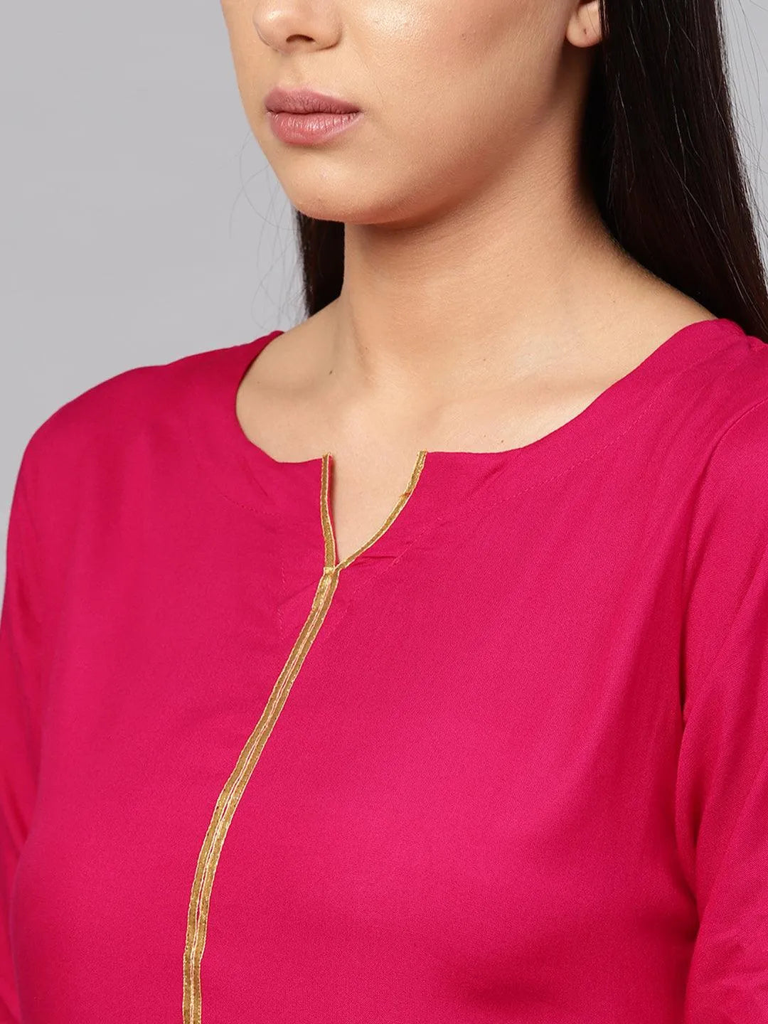 Pink Solid Rayon Suit Set - Libas