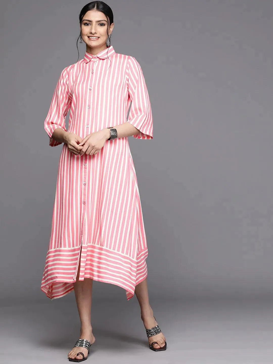 

Buy Pink Striped Rayon Dress - 23339O- | Libas Ethnic Wear Online