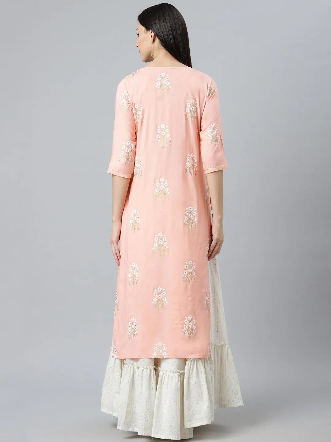 Pink Striped Rayon Kurta - Libas