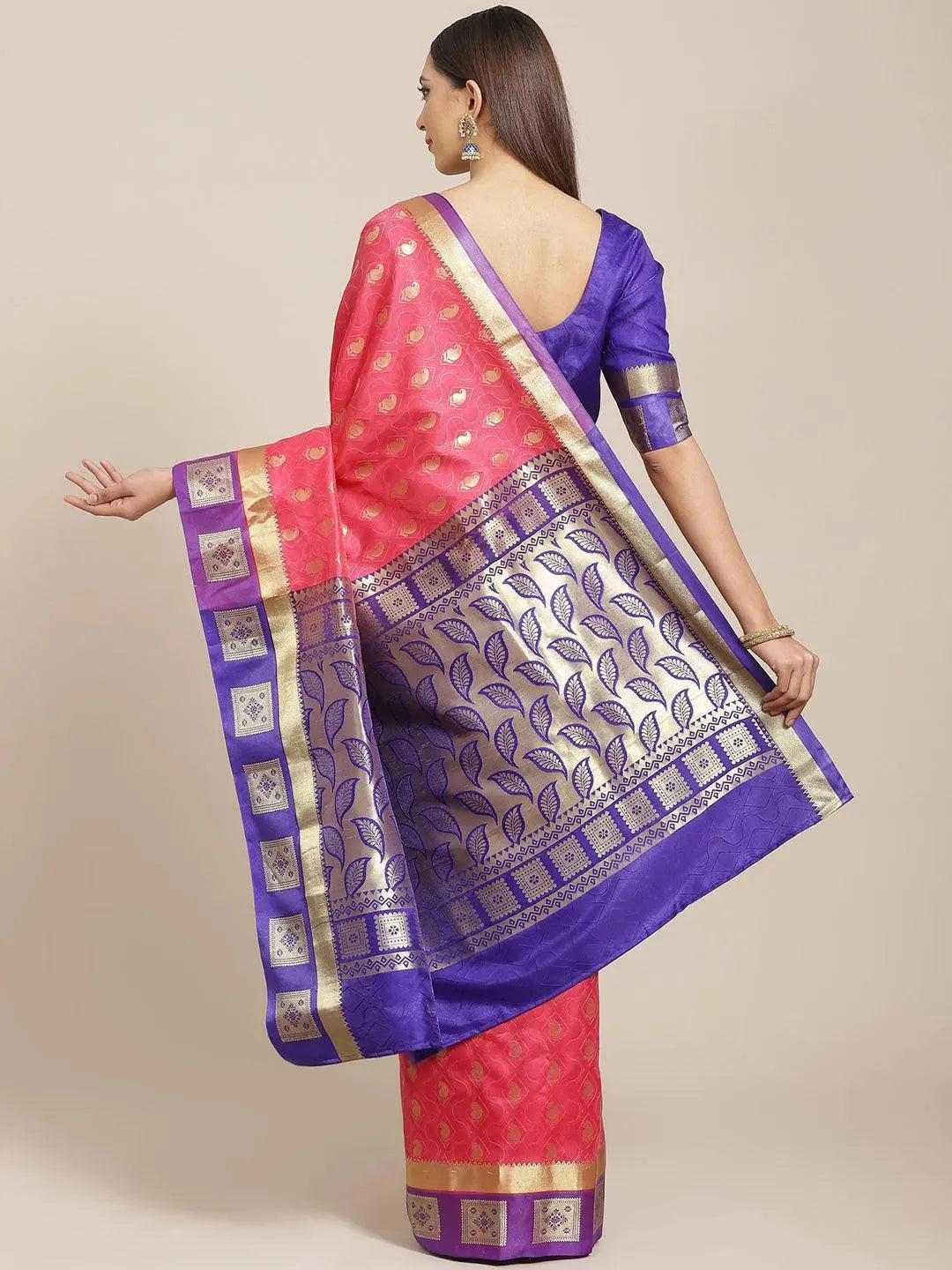 

Buy Pink Woven Design Brocade Saree - 14200 | Libas Ethnic Wear Online