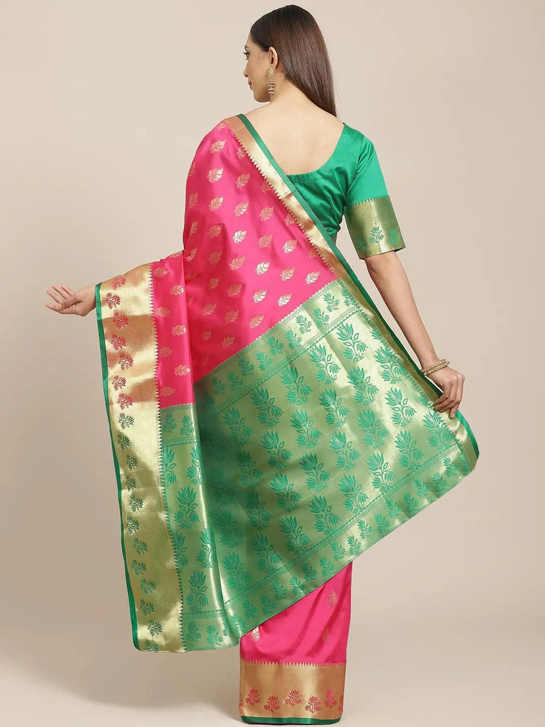 

Pink Woven Design Brocade Saree