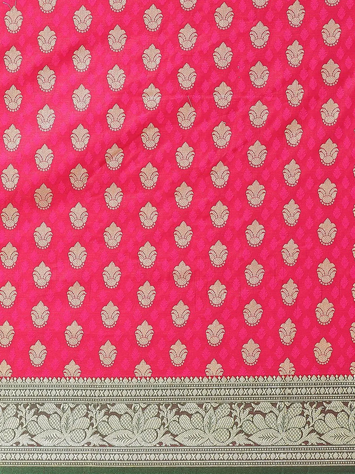 Pink Woven Design Brocade Saree - Libas