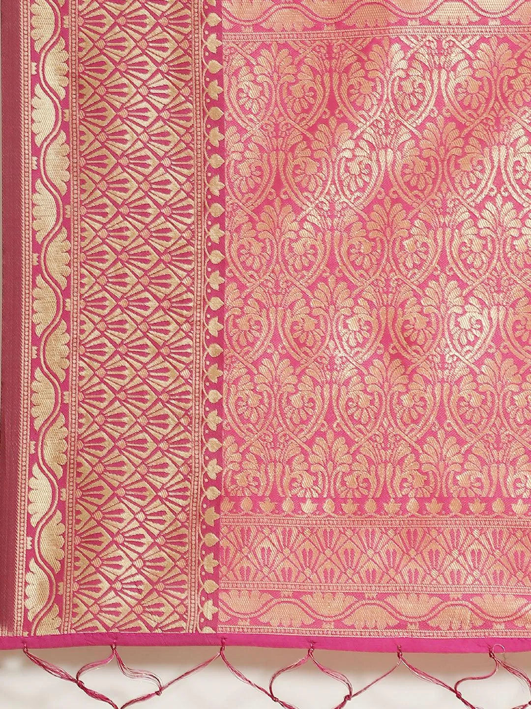 Pink Woven Design Brocade Saree - Libas