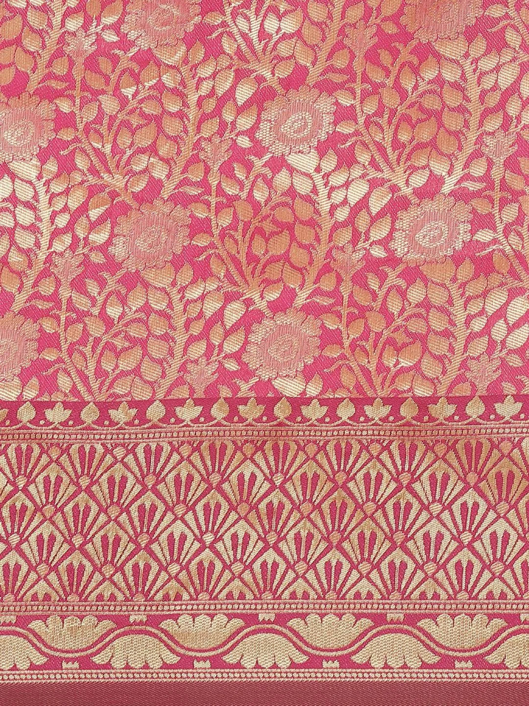 Pink Woven Design Brocade Saree - Libas 