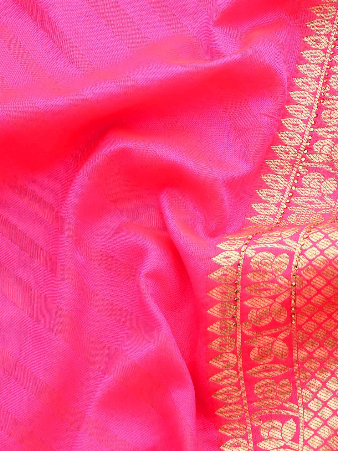 Pink Woven Design Brocade Saree - Libas 