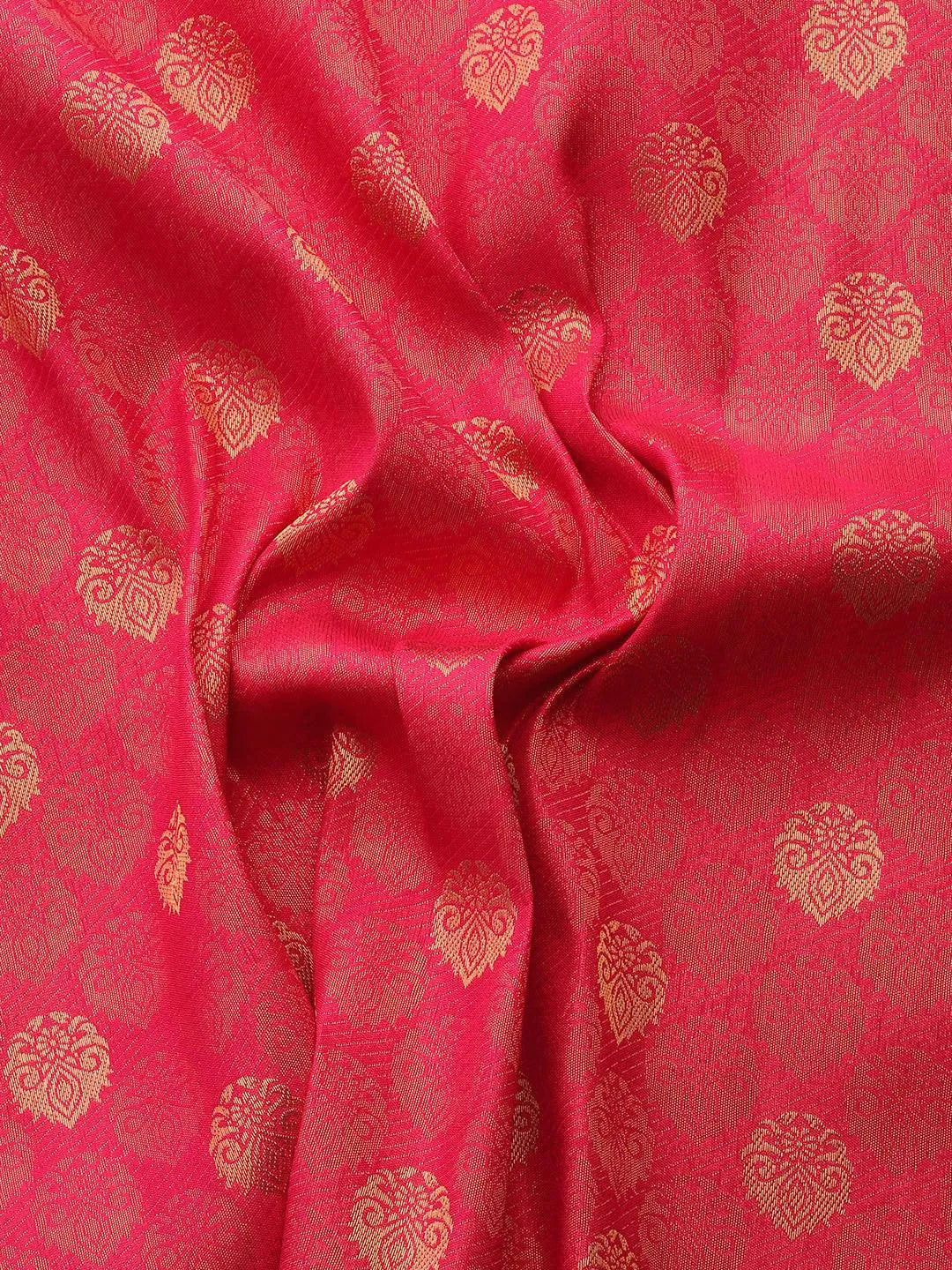 Pink Woven Design Brocade Saree - Libas