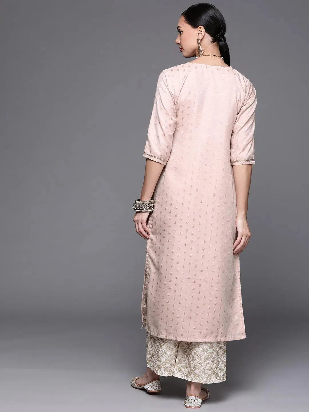 

Buy Pink Woven Design Chanderi Silk Kurta - 22114O-XS | Libas Ethnic Wear Online