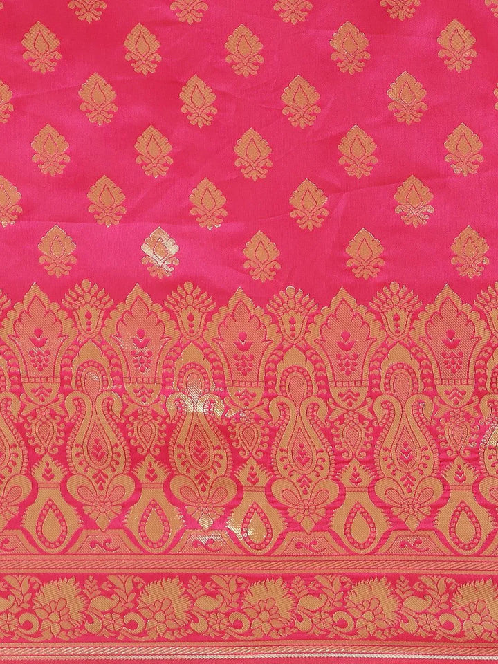 Pink Woven Design Silk Saree - Libas