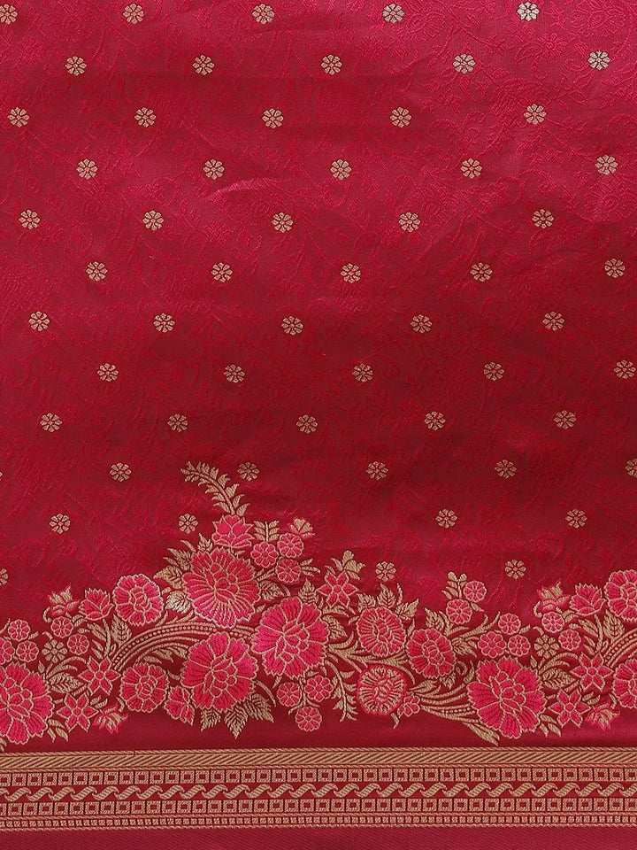 Pink Woven Design Silk Saree - Libas